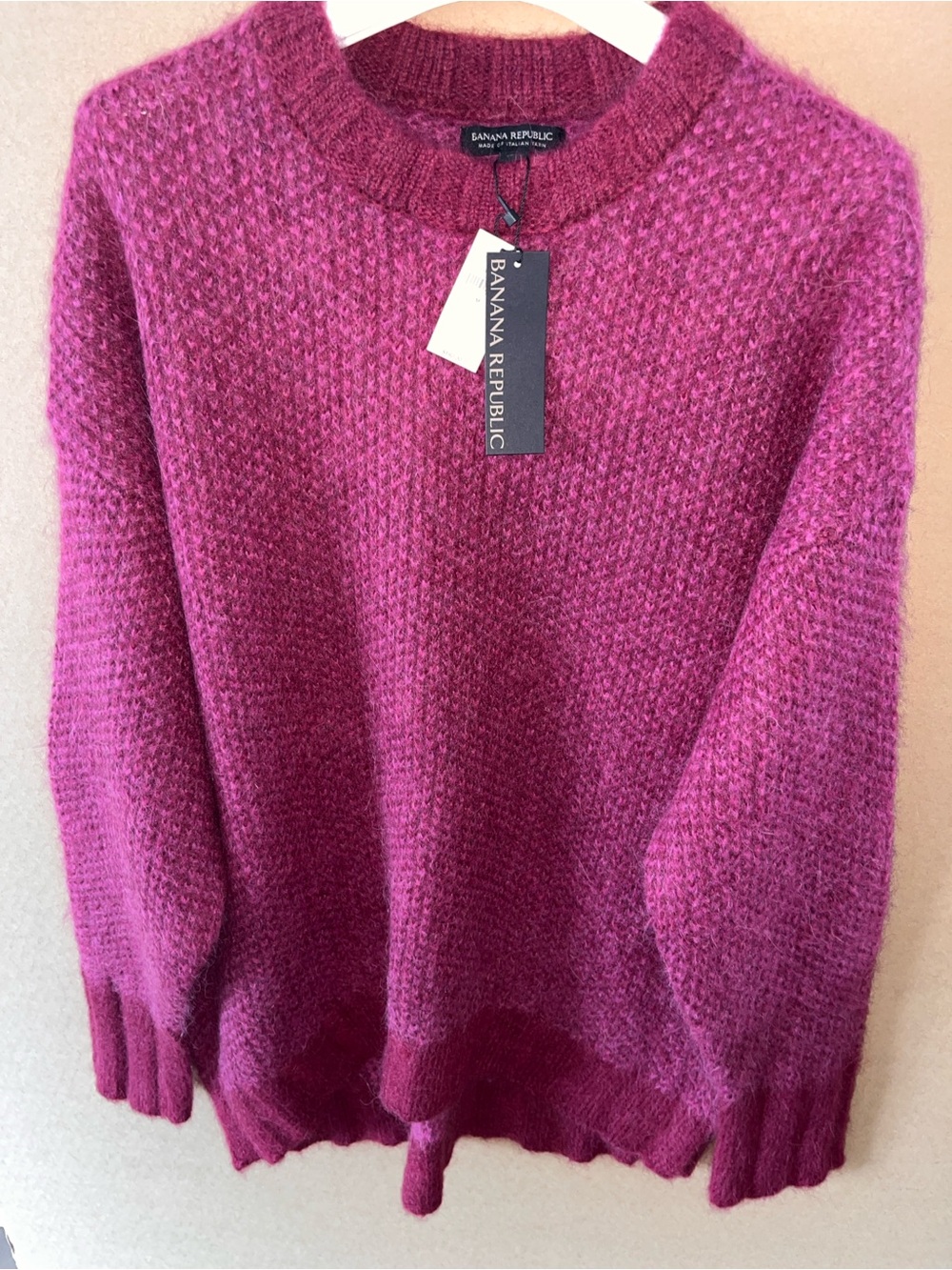 NWT Banana Republic RT$180 Pink Andi Oversized Sz Medium Italian Alpaca Sweater